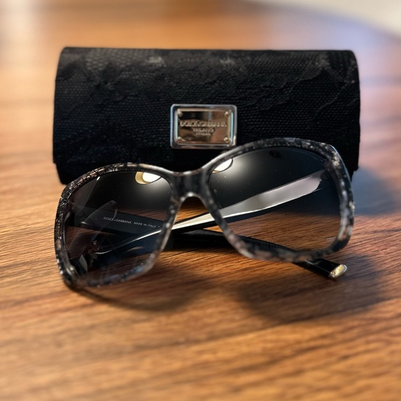 DOLCE GABBANA BLACK LACE WHITE ACETATE FRAME DG4111M SHADES SUNGLASSES - Picture 4 of 9